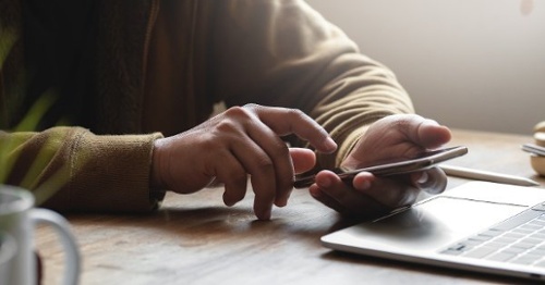 Man with Phone, Communicating