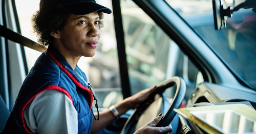 Driver in delivery van